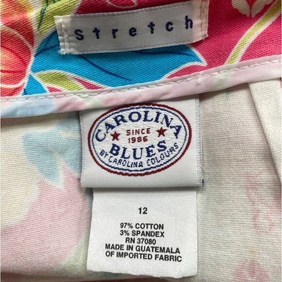 Carolina Blues‎ Skirt Womens 12 Orange Pink Floral Stretch Tropical Pencil Beach - Picture 2 of 10